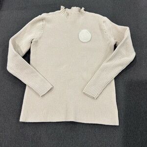 Kids Cream Ribbed Long Sleeve Top